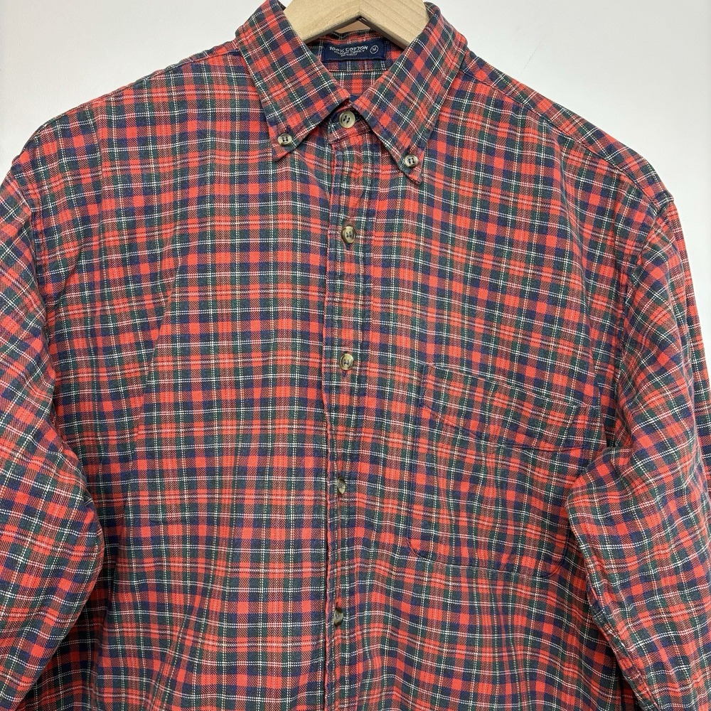Vintage Britches Plaid Flannel‎ Button Down Shirt Mens Medium Red Green Classic